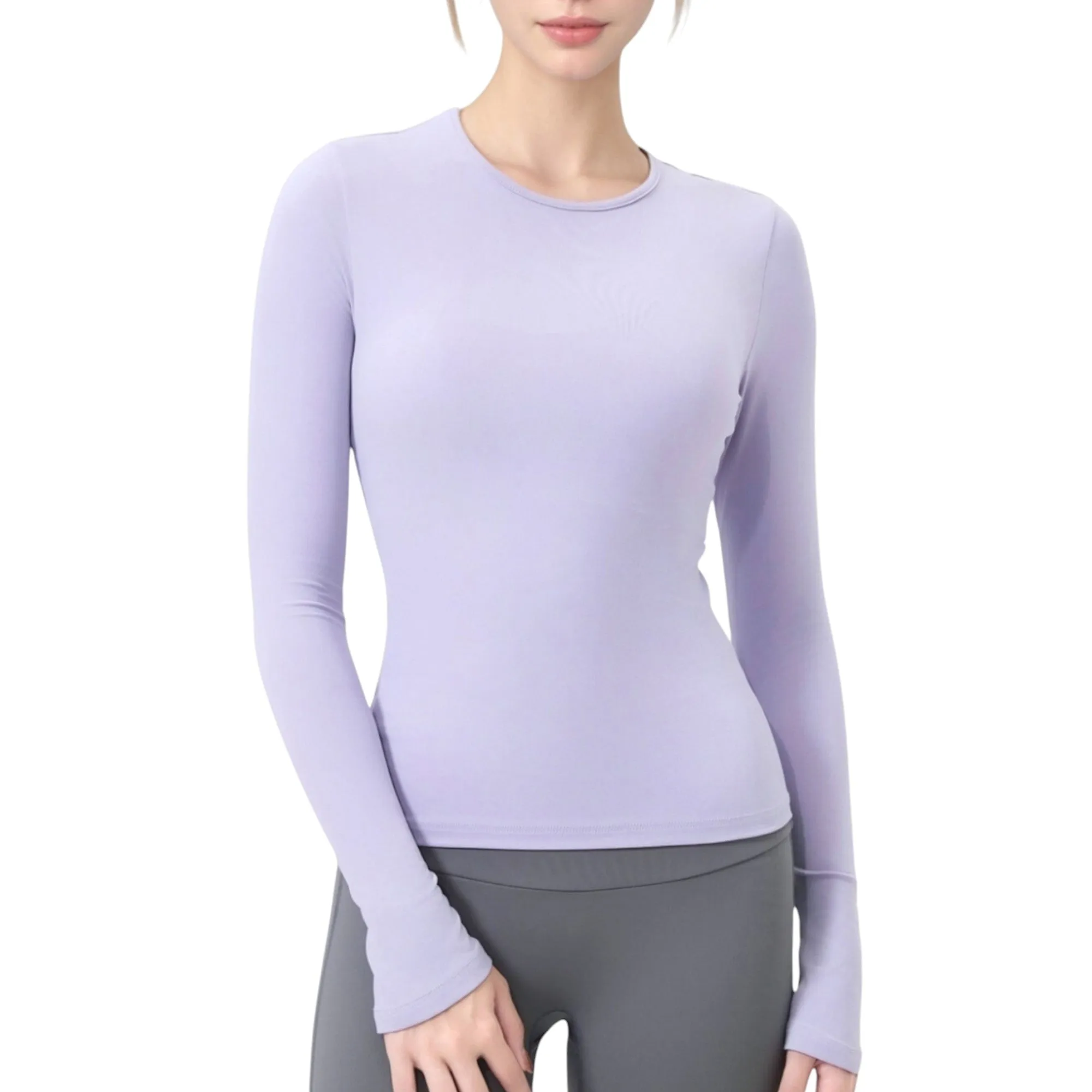 Anna-Kaci Active Women's Long Sleeve Fitted Activewear Top with Crew Neck and Thumbhole Cuffs sold by Anna-Kaci