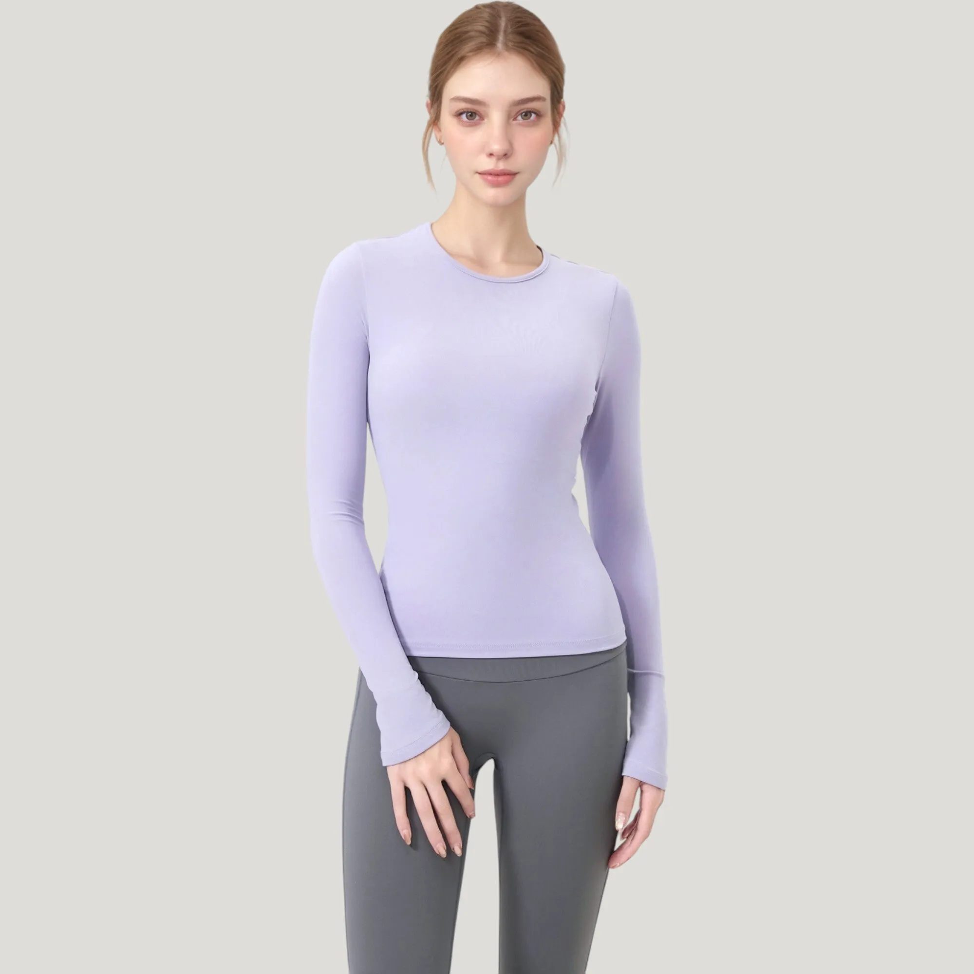 Anna-Kaci Active Women's Long Sleeve Fitted Activewear Top with Crew Neck and Thumbhole Cuffs sold by Anna-Kaci product image thumbnail 2