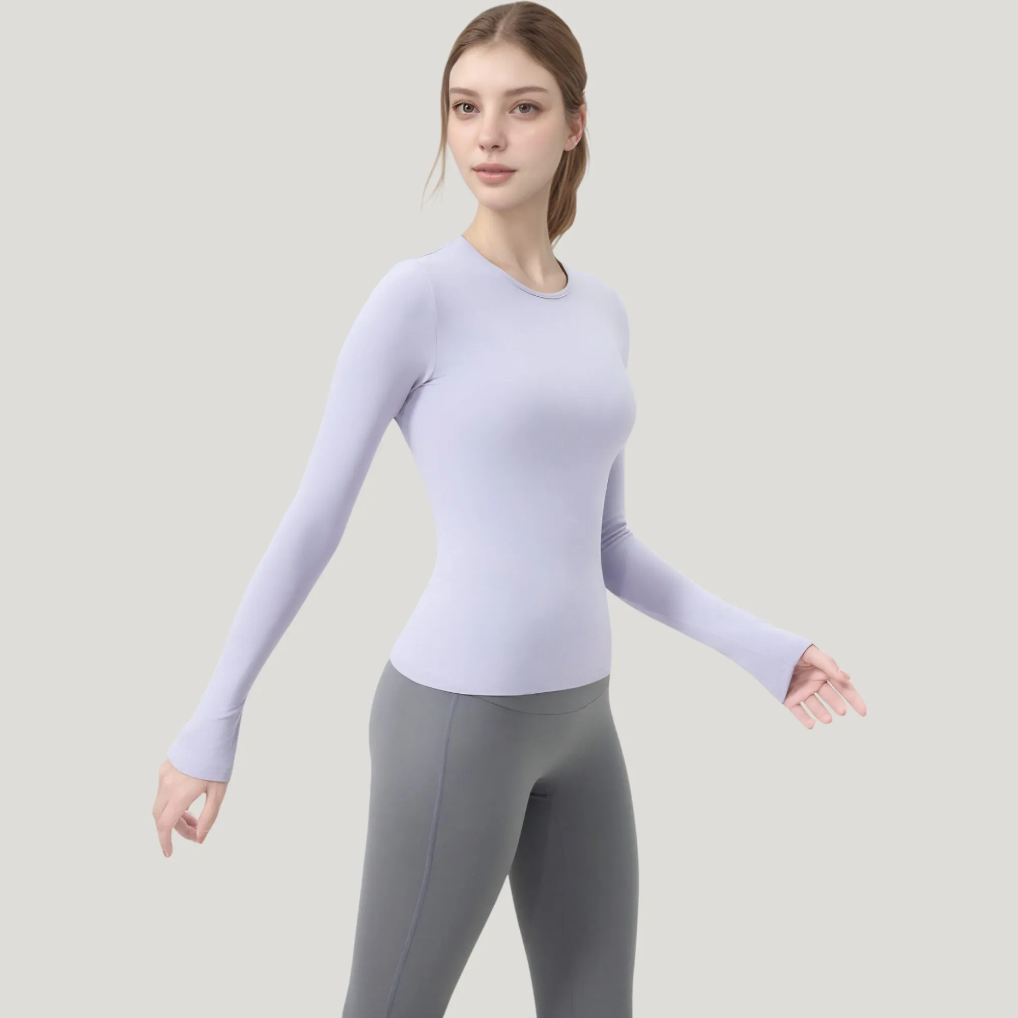 Anna-Kaci Active Women's Long Sleeve Fitted Activewear Top with Crew Neck and Thumbhole Cuffs sold by Anna-Kaci product image thumbnail 3