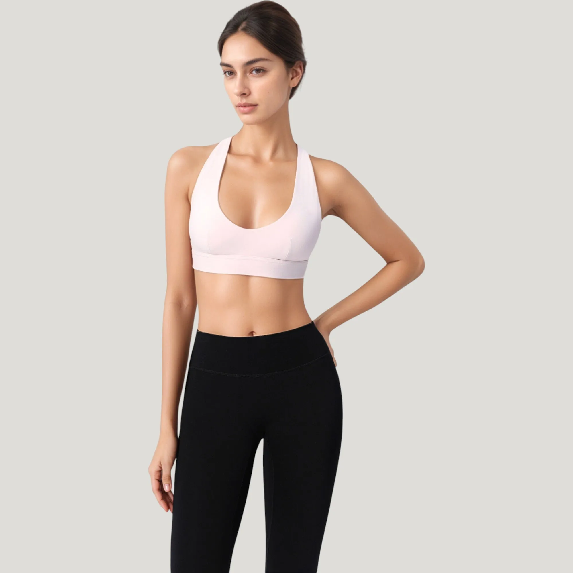 Anna-Kaci Active Women's Low Scoop Neck Sports Bra with Open Back Strap Design and Supportive Elastic Band sold by Anna-Kaci product image thumbnail 3
