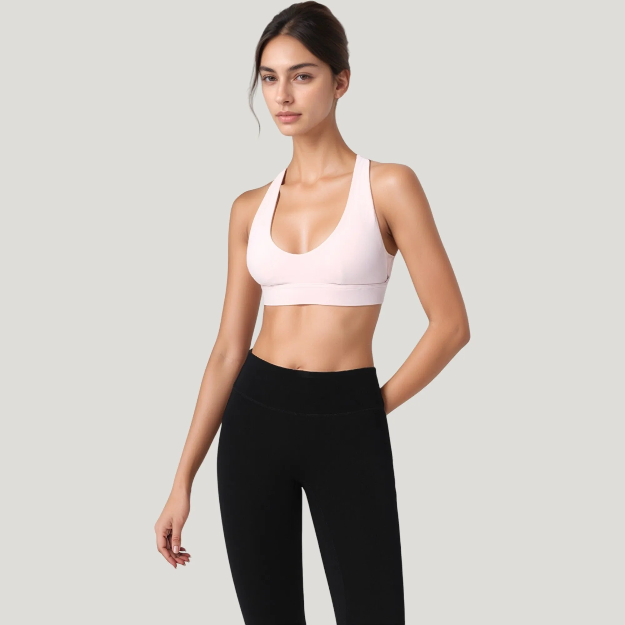 Anna-Kaci Active Women's Low Scoop Neck Sports Bra with Open Back Strap Design and Supportive Elastic Band sold by Anna-Kaci product image thumbnail 4