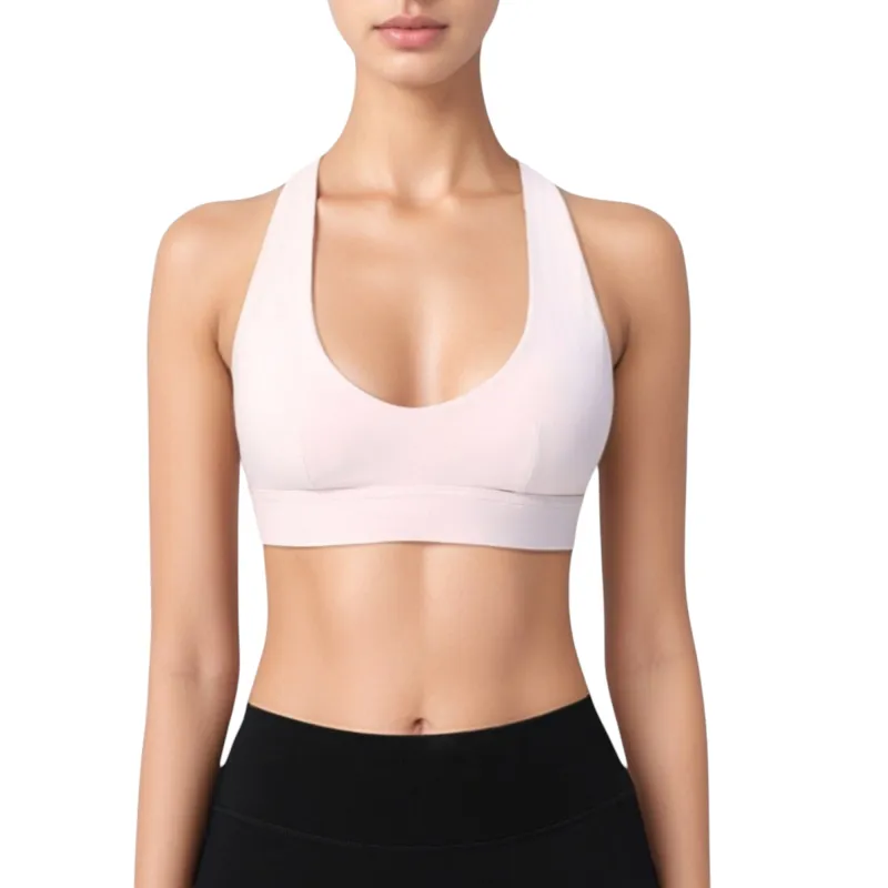 Anna-Kaci Active Women's Low Scoop Neck Sports Bra with Open Back Strap Design and Supportive Elastic Band made by Anna-Kaci