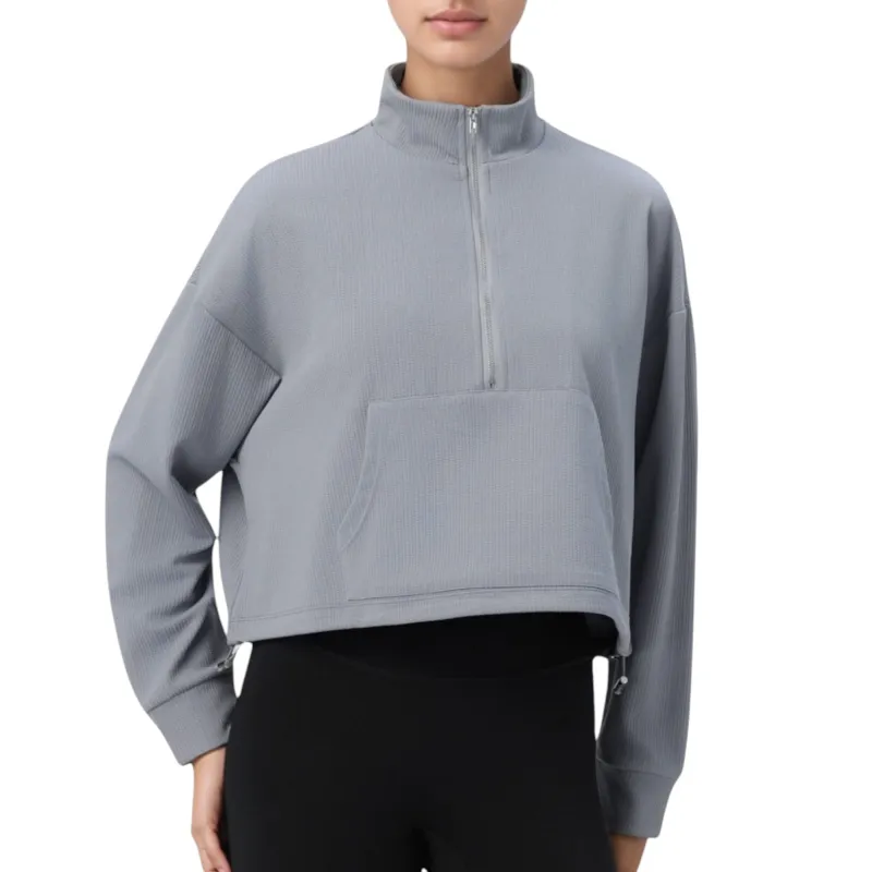 Anna-Kaci Active Women's Long Sleeve Half Zip Pullover Top with Mock Neck and Kangaroo Pocket sold by Anna-Kaci