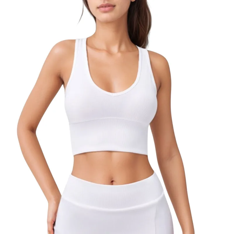 Anna-Kaci Active Women's Ribbed Sports Bra with Wide Straps and Scoop Neckline for Low to Medium Impact Activities made by Anna-Kaci
