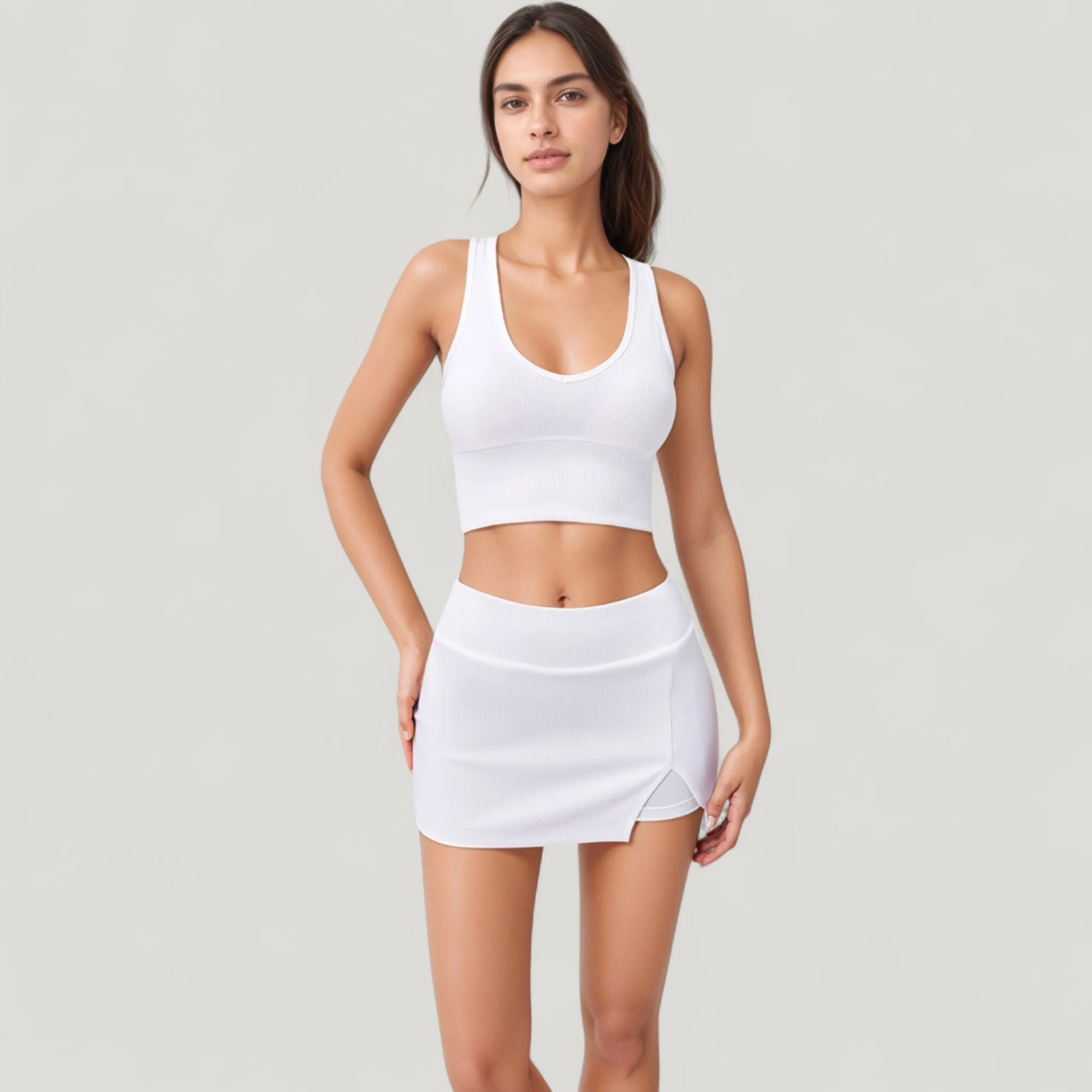 Anna-Kaci Active Women's Ribbed Sports Bra with Wide Straps and Scoop Neckline for Low to Medium Impact Activities sold by Anna-Kaci product image thumbnail 2