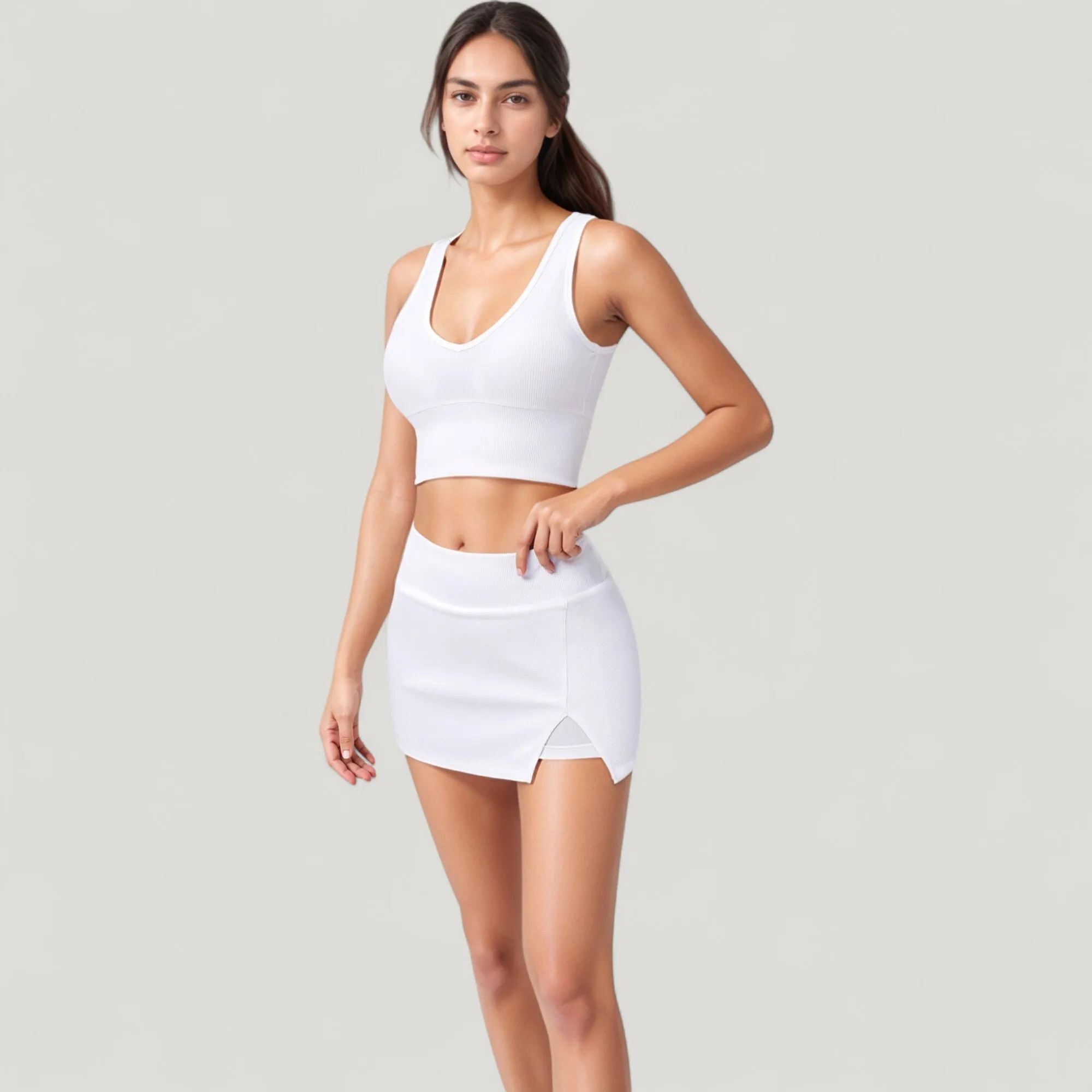 Anna-Kaci Active Women's Ribbed Sports Bra with Wide Straps and Scoop Neckline for Low to Medium Impact Activities sold by Anna-Kaci product image thumbnail 3