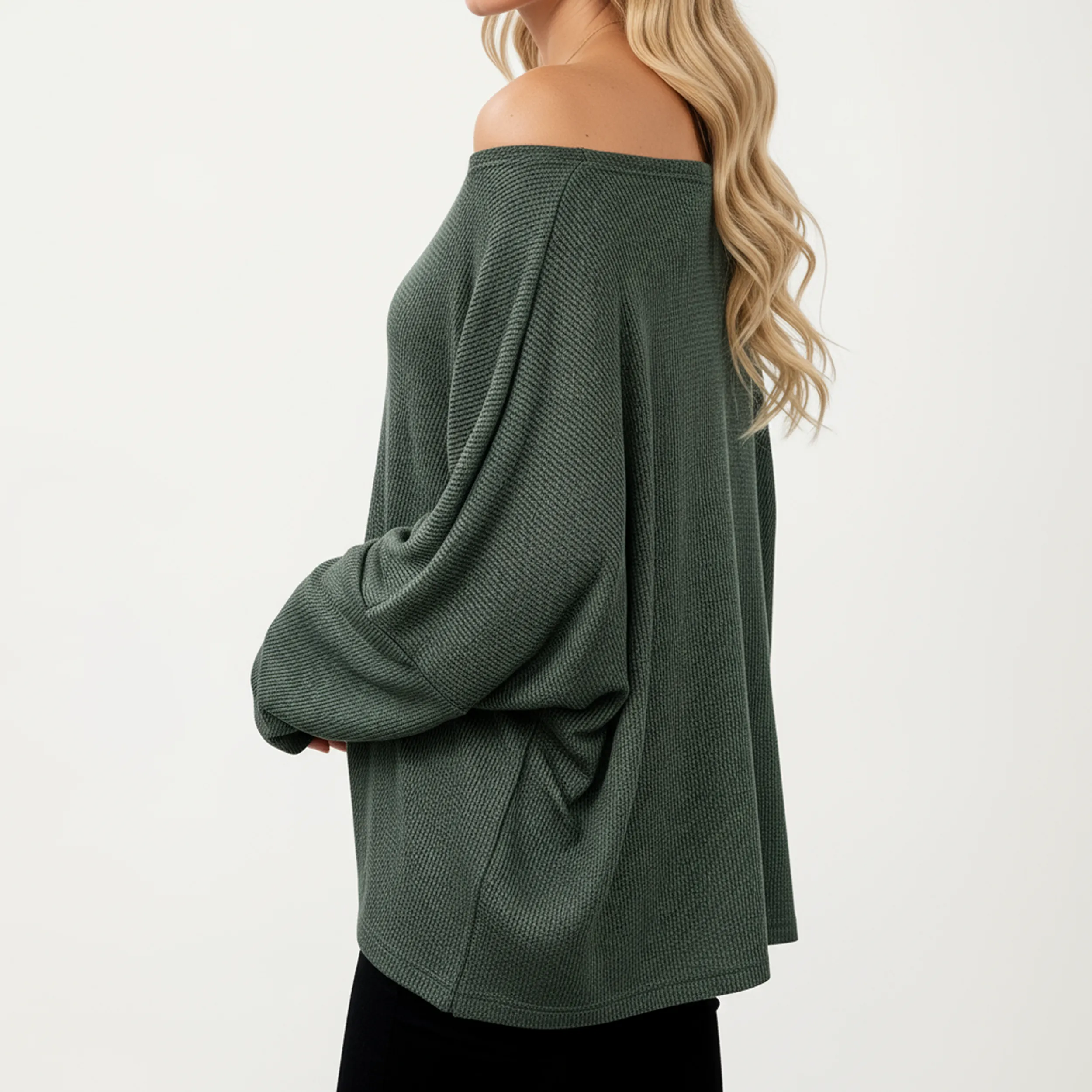 Anna-Kaci Women's Off Shoulder Long Sleeve Knit Top with Relaxed Fit sold by Anna-Kaci product image thumbnail 5