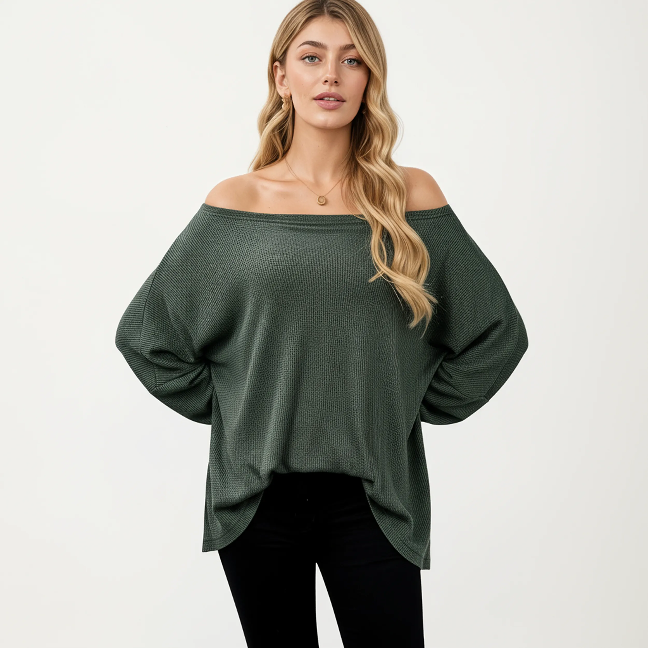 Anna-Kaci Women's Off Shoulder Long Sleeve Knit Top with Relaxed Fit sold by Anna-Kaci product image thumbnail 3