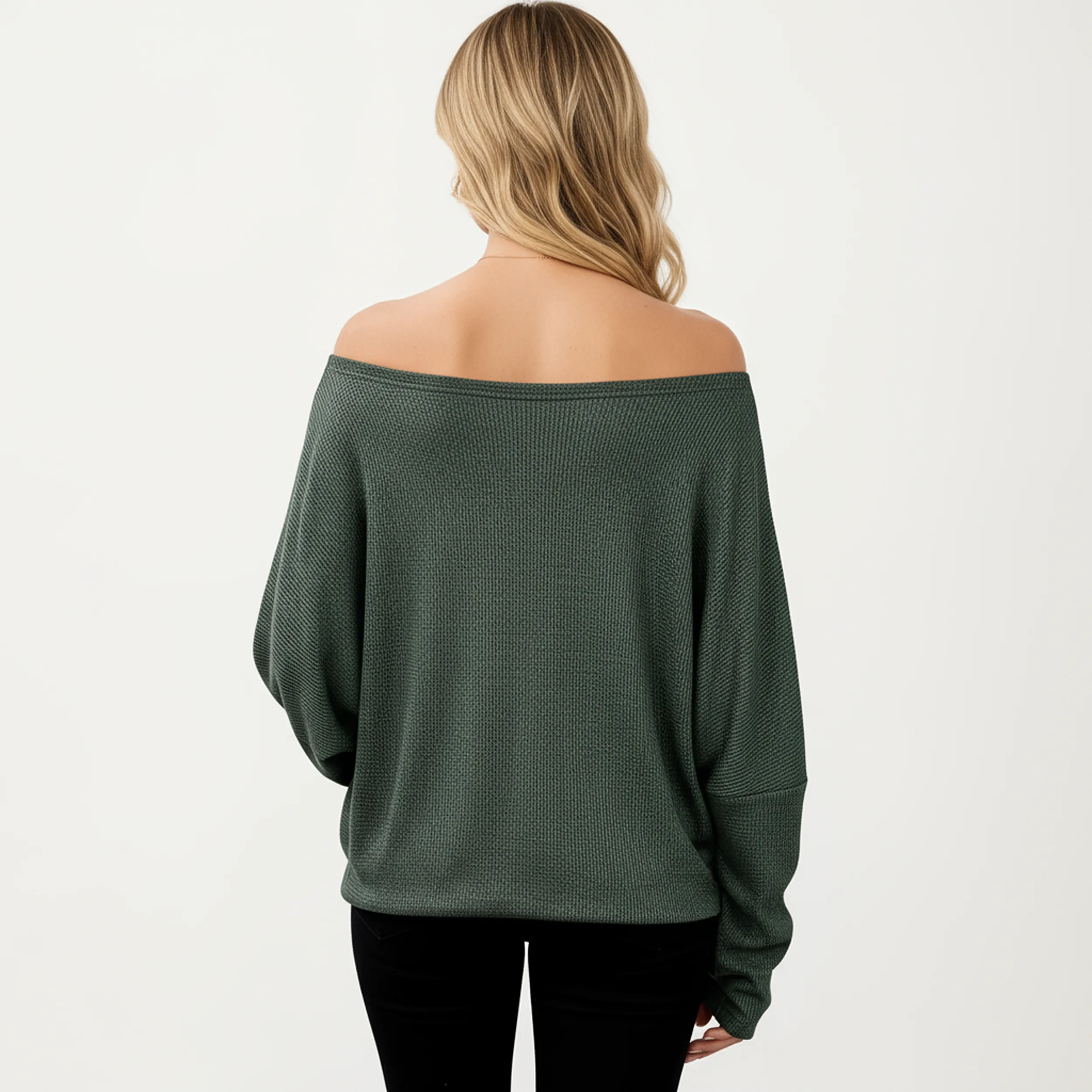Anna-Kaci Women's Off Shoulder Long Sleeve Knit Top with Relaxed Fit sold by Anna-Kaci product image thumbnail 4