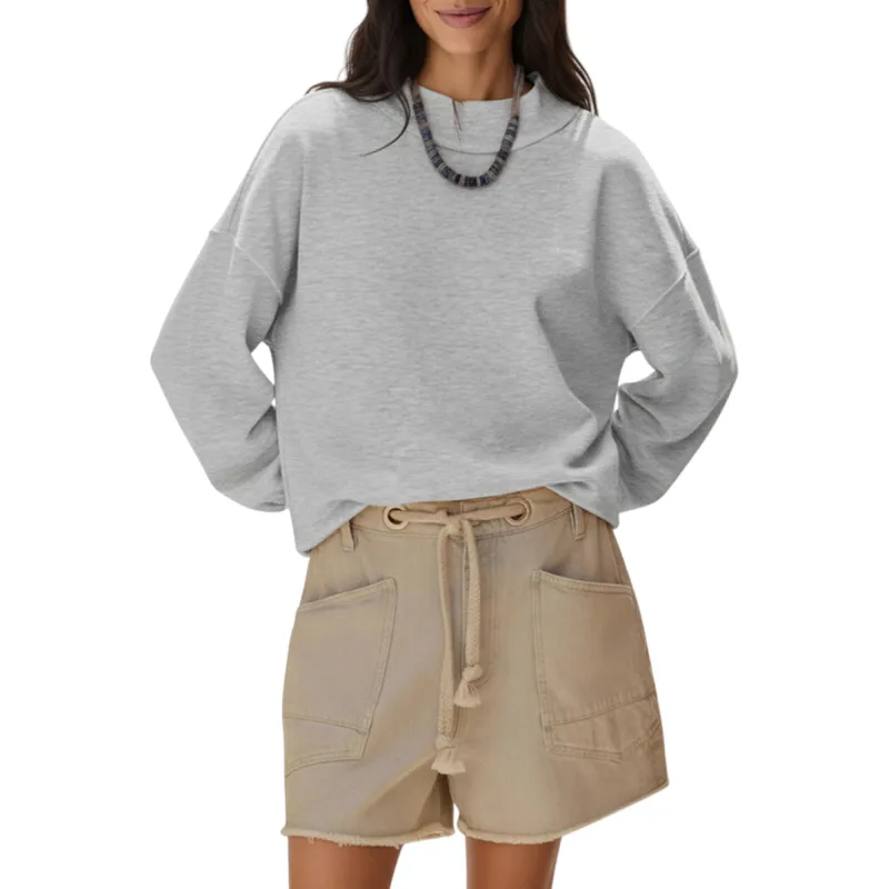 Anna-Kaci Women's Long Sleeve Crew Neck Pullover Top with Relaxed Fit and Ribbed Cuffs sold by Anna-Kaci