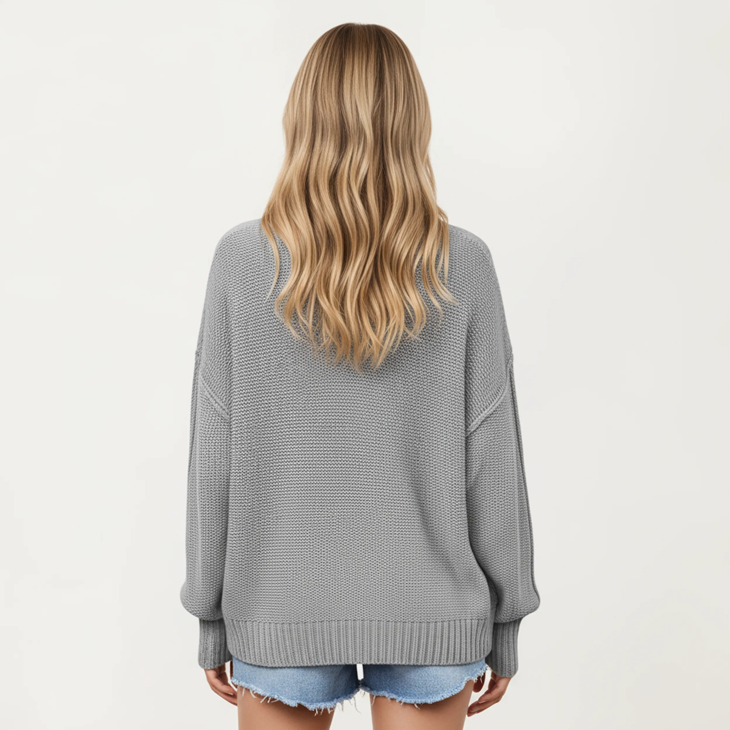 Anna-Kaci Women's V-Neck Relaxed Fit Knit Sweater with Long Sleeves sold by Anna-Kaci product image thumbnail 2