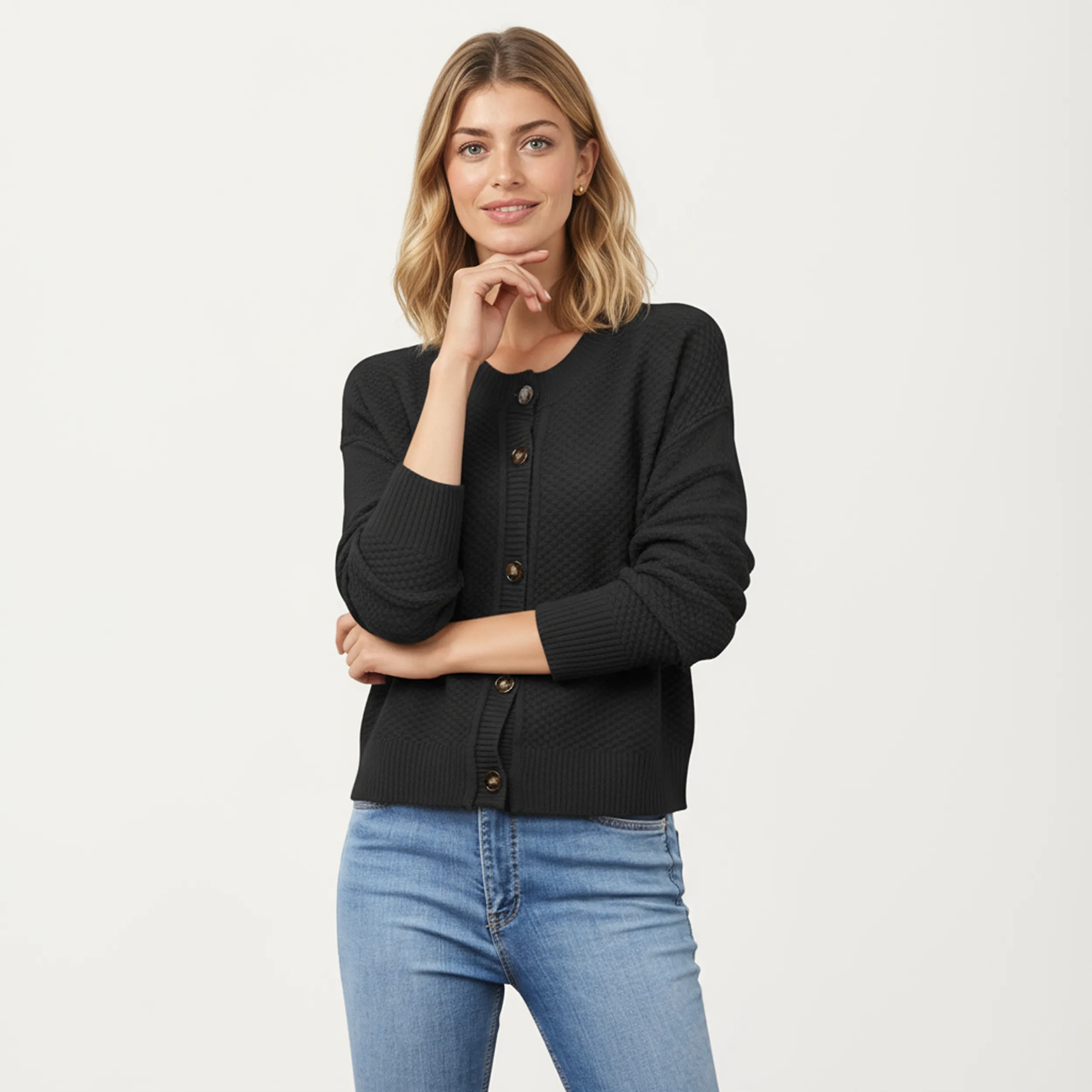 Anna-Kaci Women's Button Front Knit Cardigan with Long Sleeves and Ribbed Cuffs sold by Anna-Kaci product image thumbnail 5