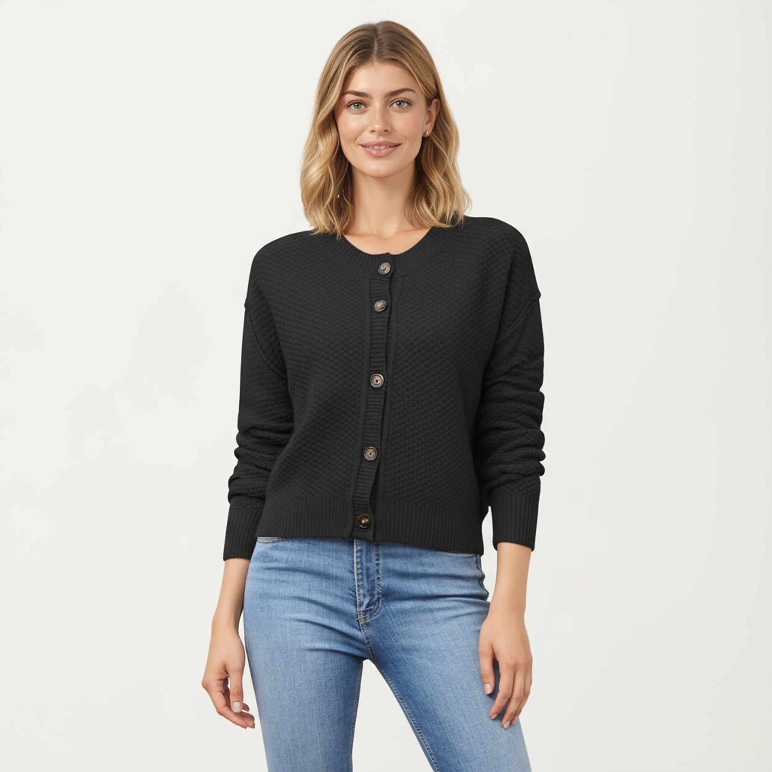 Anna-Kaci Women's Button Front Knit Cardigan with Long Sleeves and Ribbed Cuffs sold by Anna-Kaci product image thumbnail 2