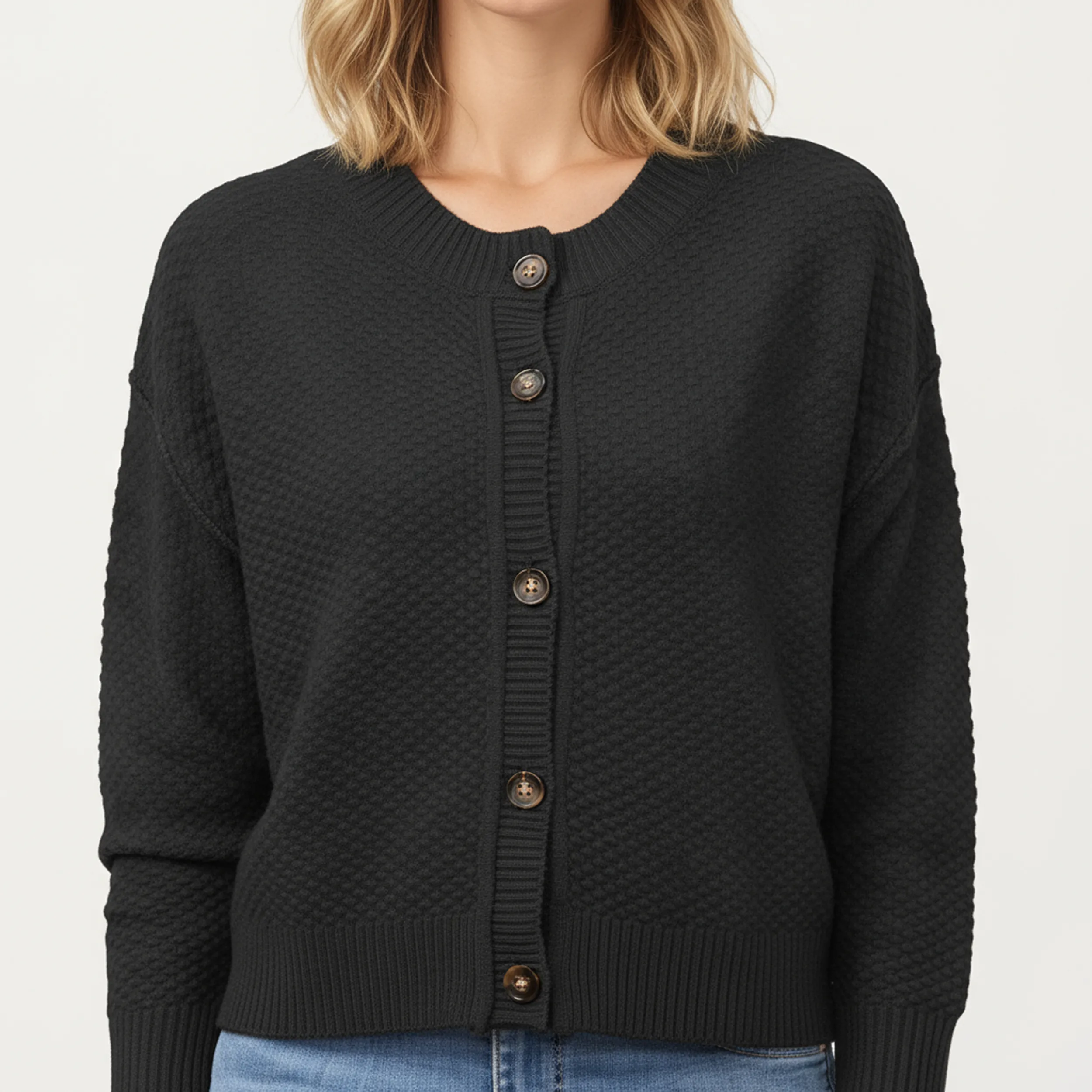 Anna-Kaci Women's Button Front Knit Cardigan with Long Sleeves and Ribbed Cuffs sold by Anna-Kaci product image thumbnail 3