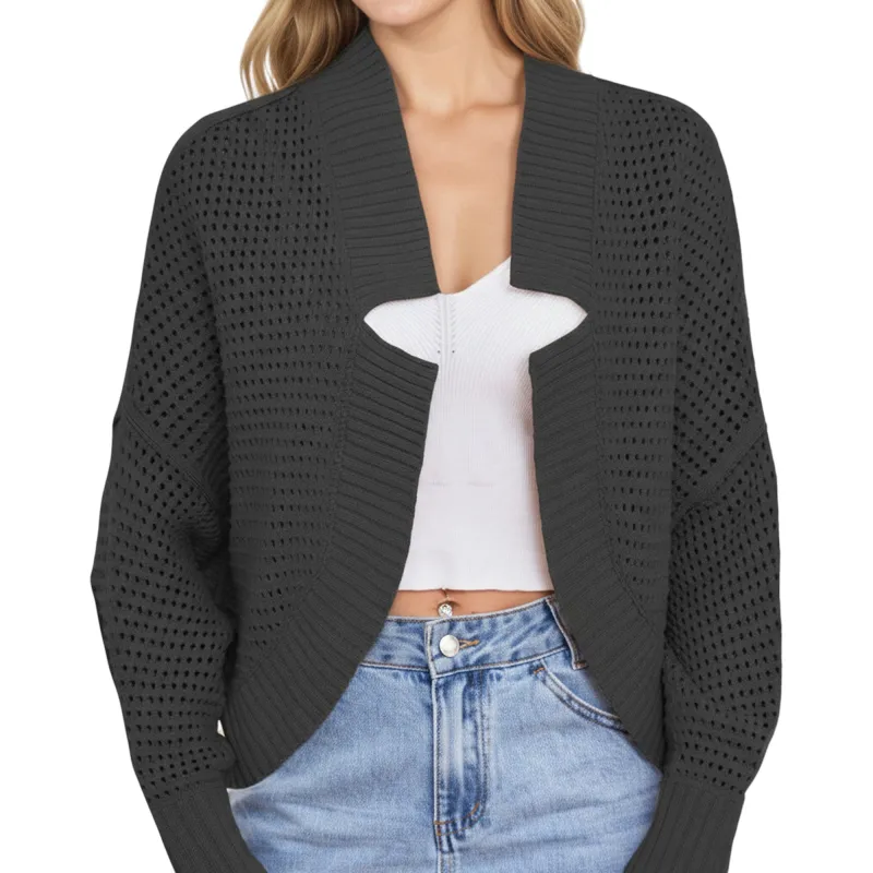 Anna-Kaci Women's Open Front Long Sleeve Knit Cardigan with Textured Hollow-Out Design sold by Anna-Kaci