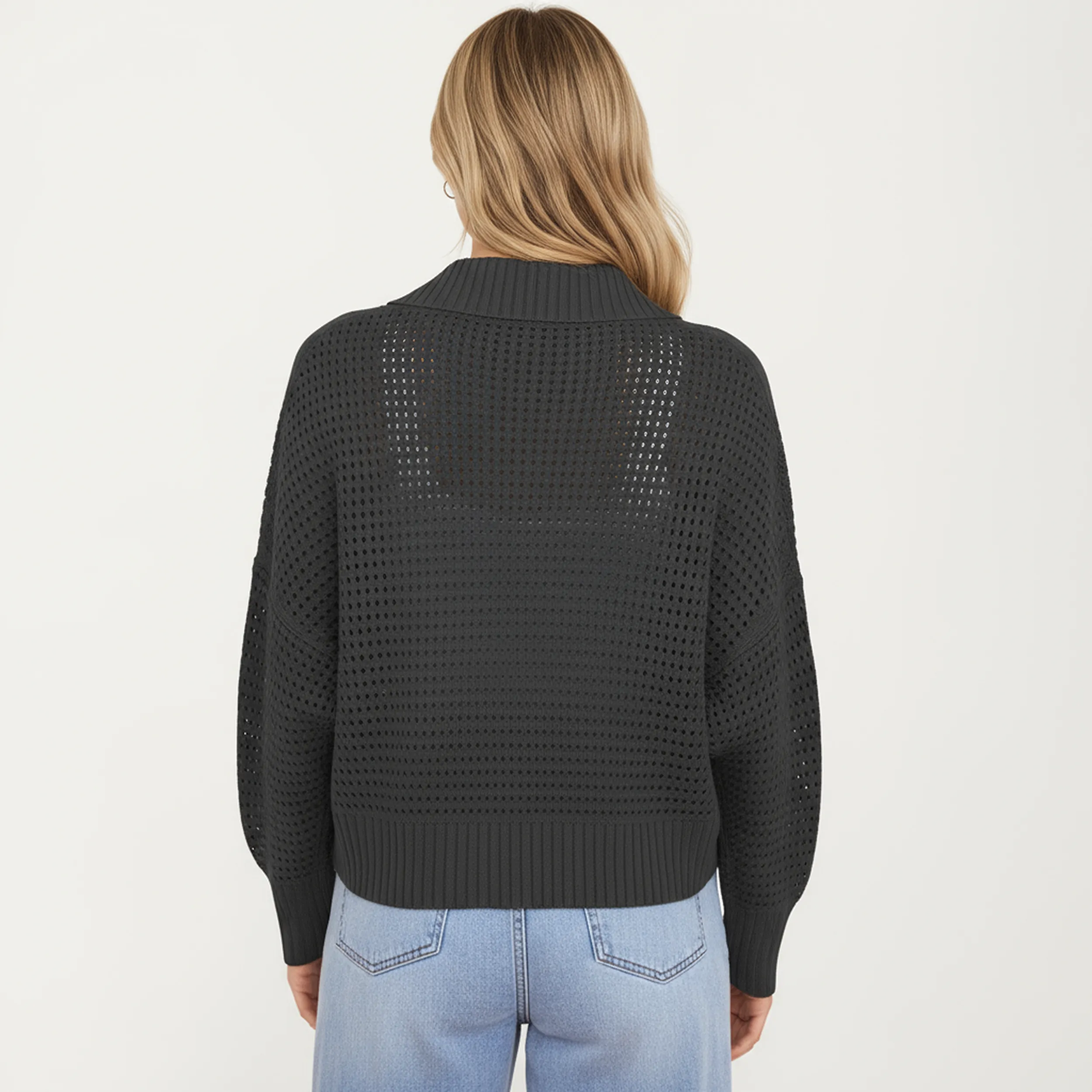 Anna-Kaci Women's Open Front Long Sleeve Knit Cardigan with Textured Hollow-Out Design sold by Anna-Kaci product image thumbnail 5