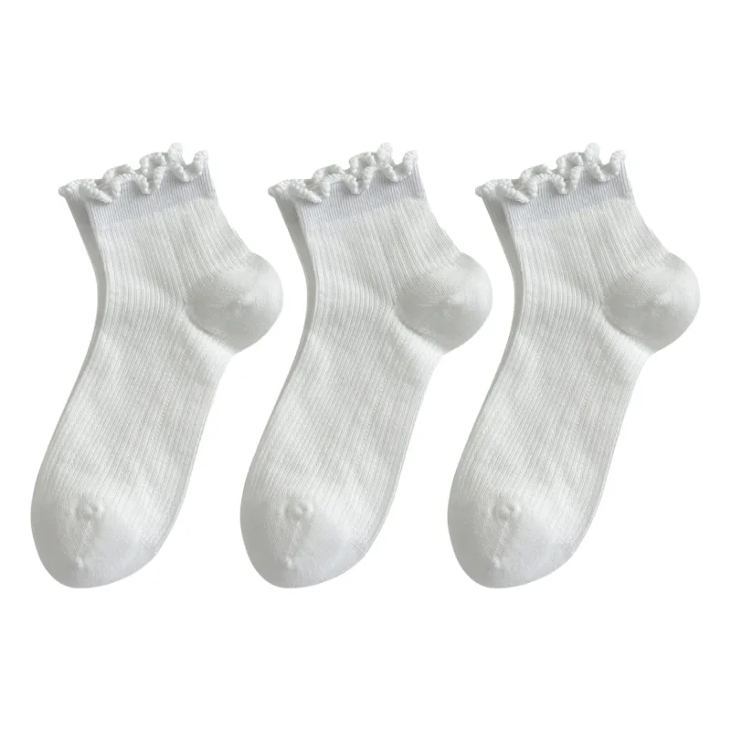 Anna-Kaci Women's 3-Pair Pack Cotton Mesh Ankle Socks with Delicate Ruffle Trim sold by Anna-Kaci