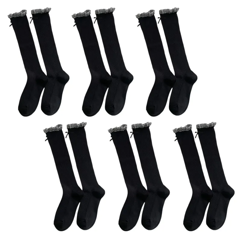 Anna-Kaci Women's 6pk Knee - High Socks with Bow and Patterned Cuff sold by Anna-Kaci