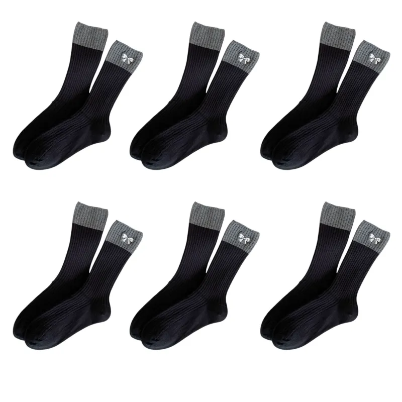Anna-Kaci Women's 6pk Color - Block Crew Socks with Bow Embroidery sold by Anna-Kaci