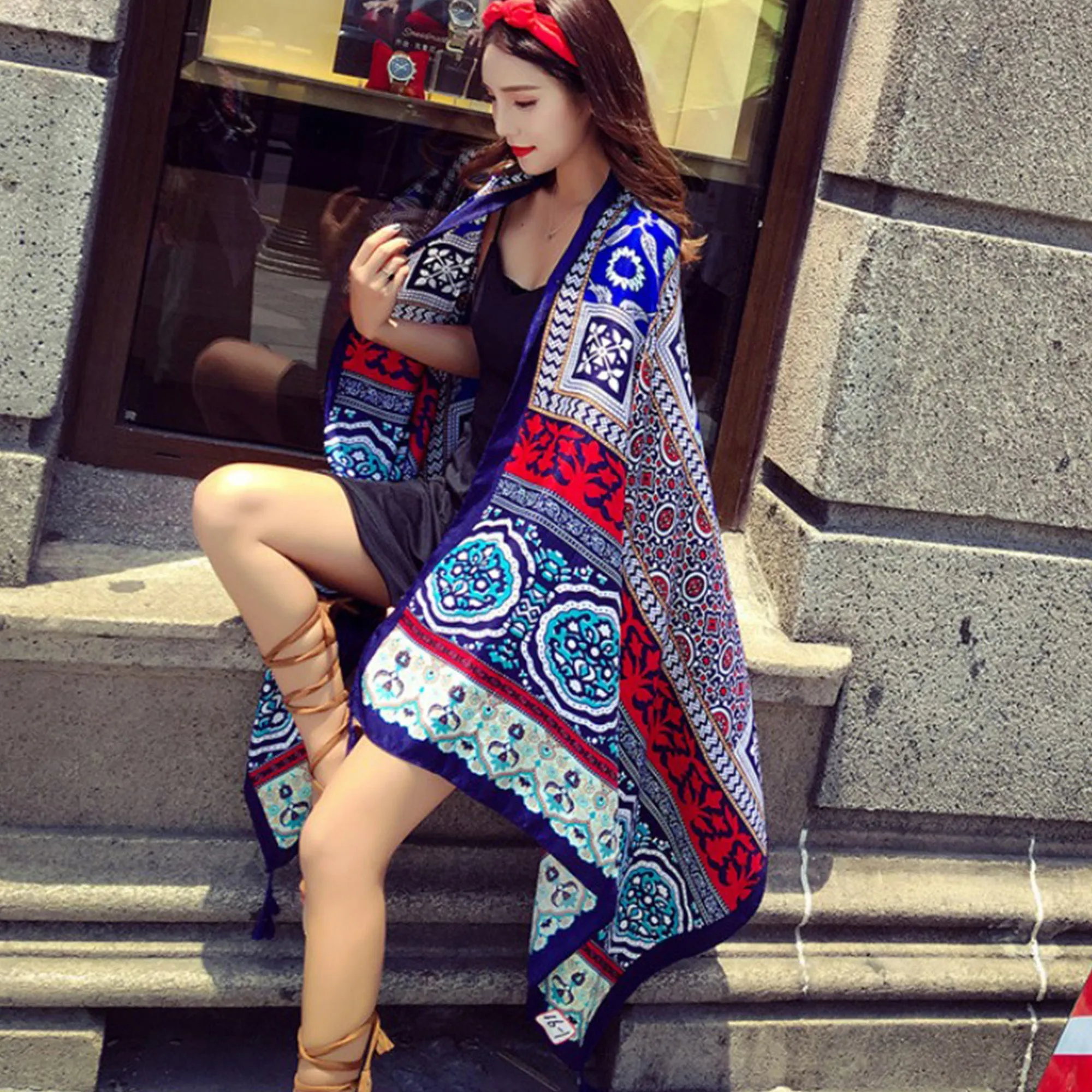 Anna-Kaci Vintage Oversized Scarf Lightweight Versatile Wrap for Beach Travel and Everyday Styling - 70.9IN¡Á35.4IN sold by Anna-Kaci product image thumbnail 4