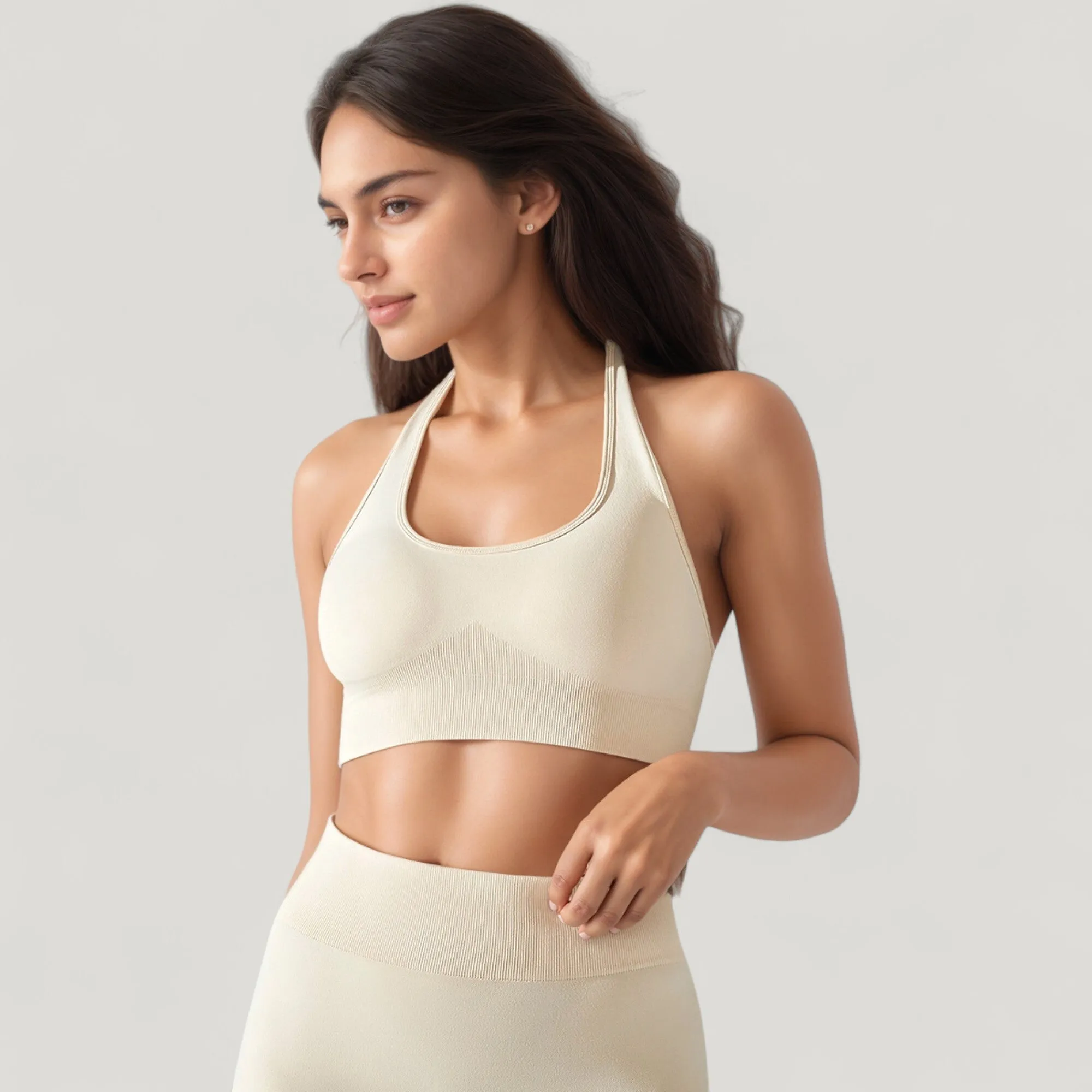 Anna-Kaci Active Women's Seamless Halter Neck Athletic Crop Top with Ribbed Detailing sold by Anna-Kaci product image thumbnail 3