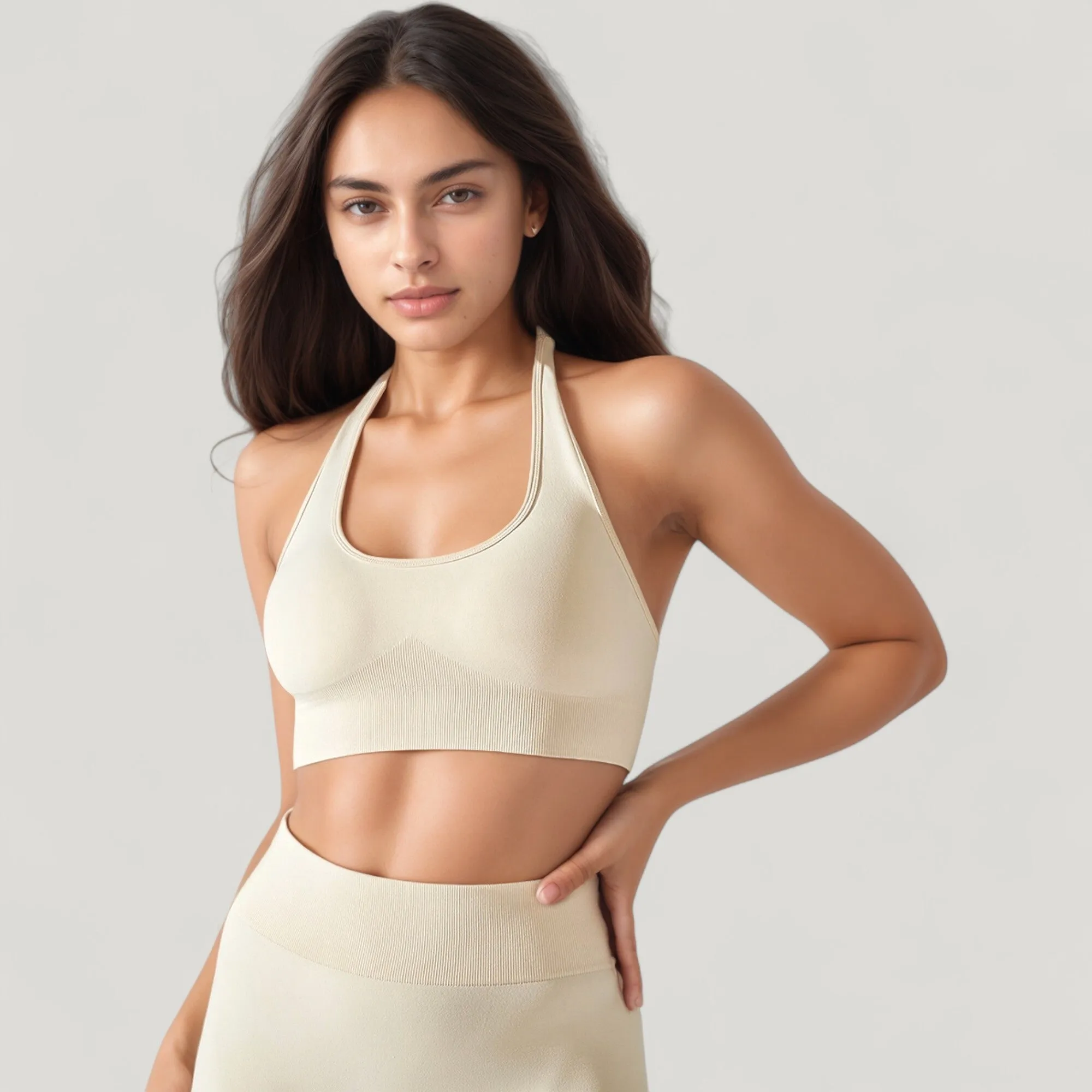 Anna-Kaci Active Women's Seamless Halter Neck Athletic Crop Top with Ribbed Detailing sold by Anna-Kaci product image thumbnail 4