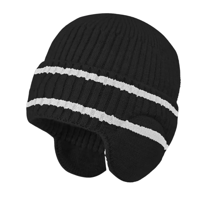 Anna-Kaci Women's Striped Knit Beanie with Ear Flaps - Winter Warm Hat sold by Anna-Kaci