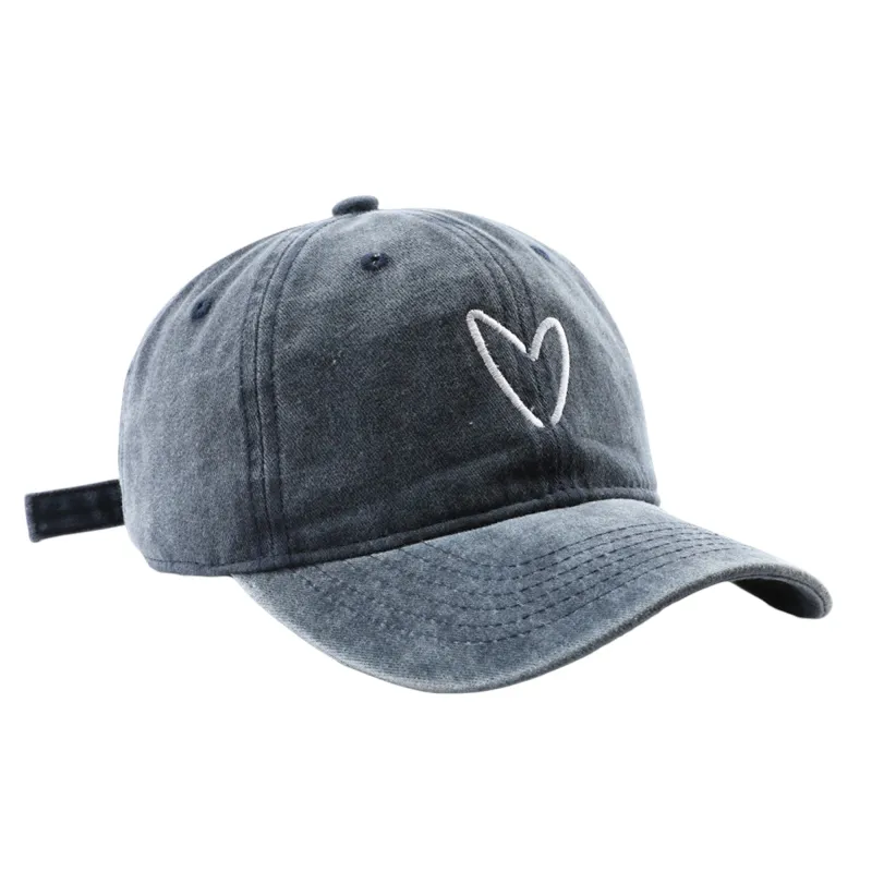 Anna-Kaci Women's Vintage Washed Baseball Cap with Heart Embroidery sold by Anna-Kaci