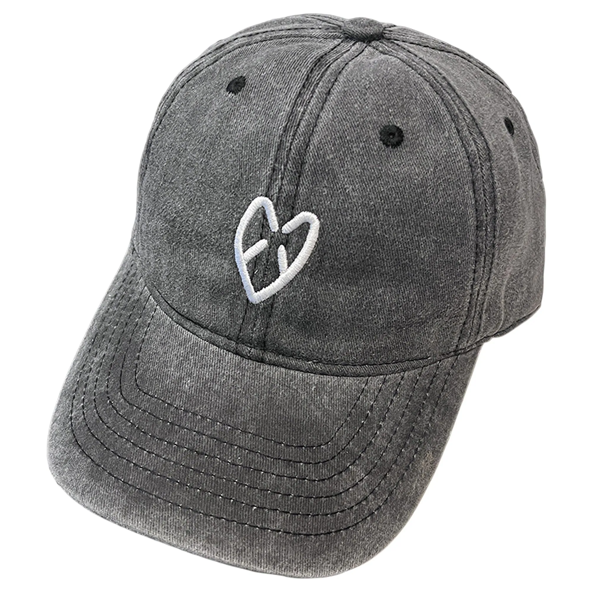 Anna-Kaci Women's Coral Vintage Washed Baseball Cap with Heart Embroidery sold by Anna-Kaci