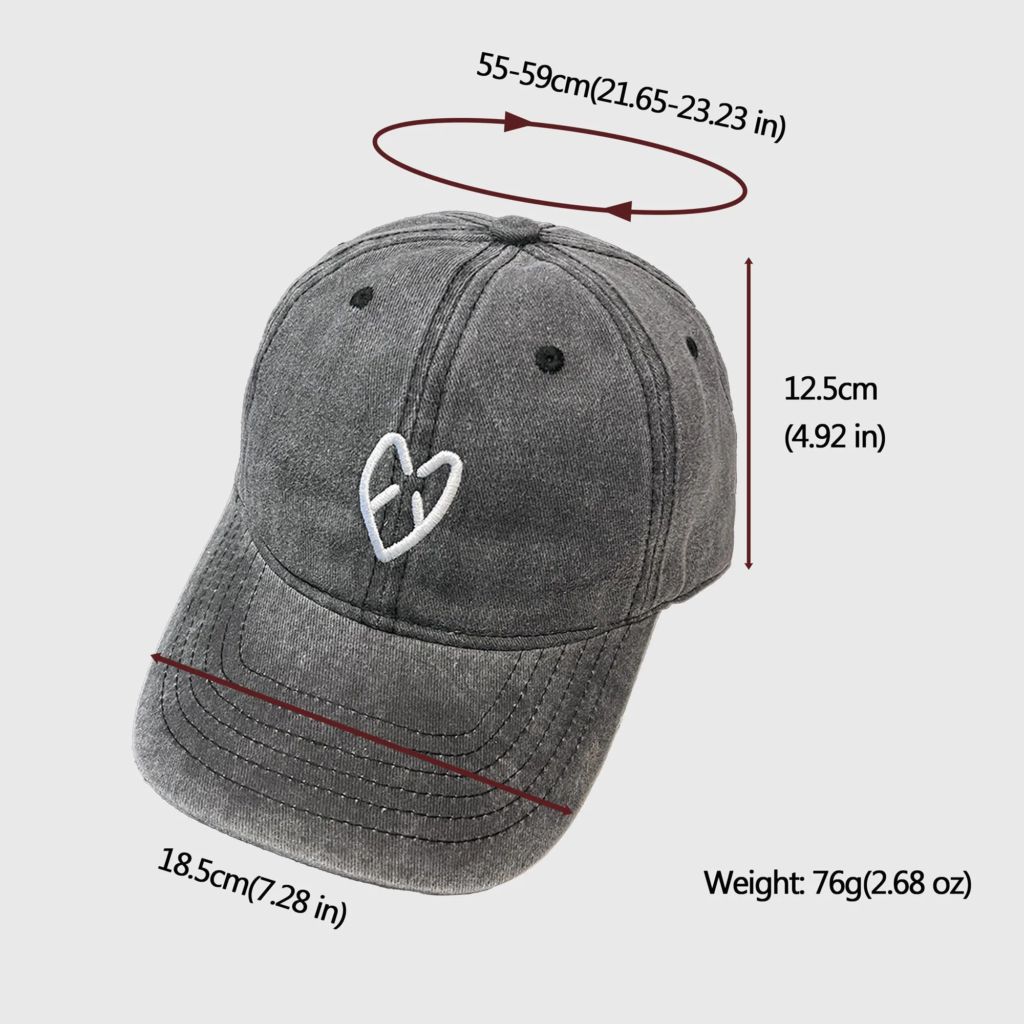 Anna-Kaci Women's Coral Vintage Washed Baseball Cap with Heart Embroidery sold by Anna-Kaci product image thumbnail 5