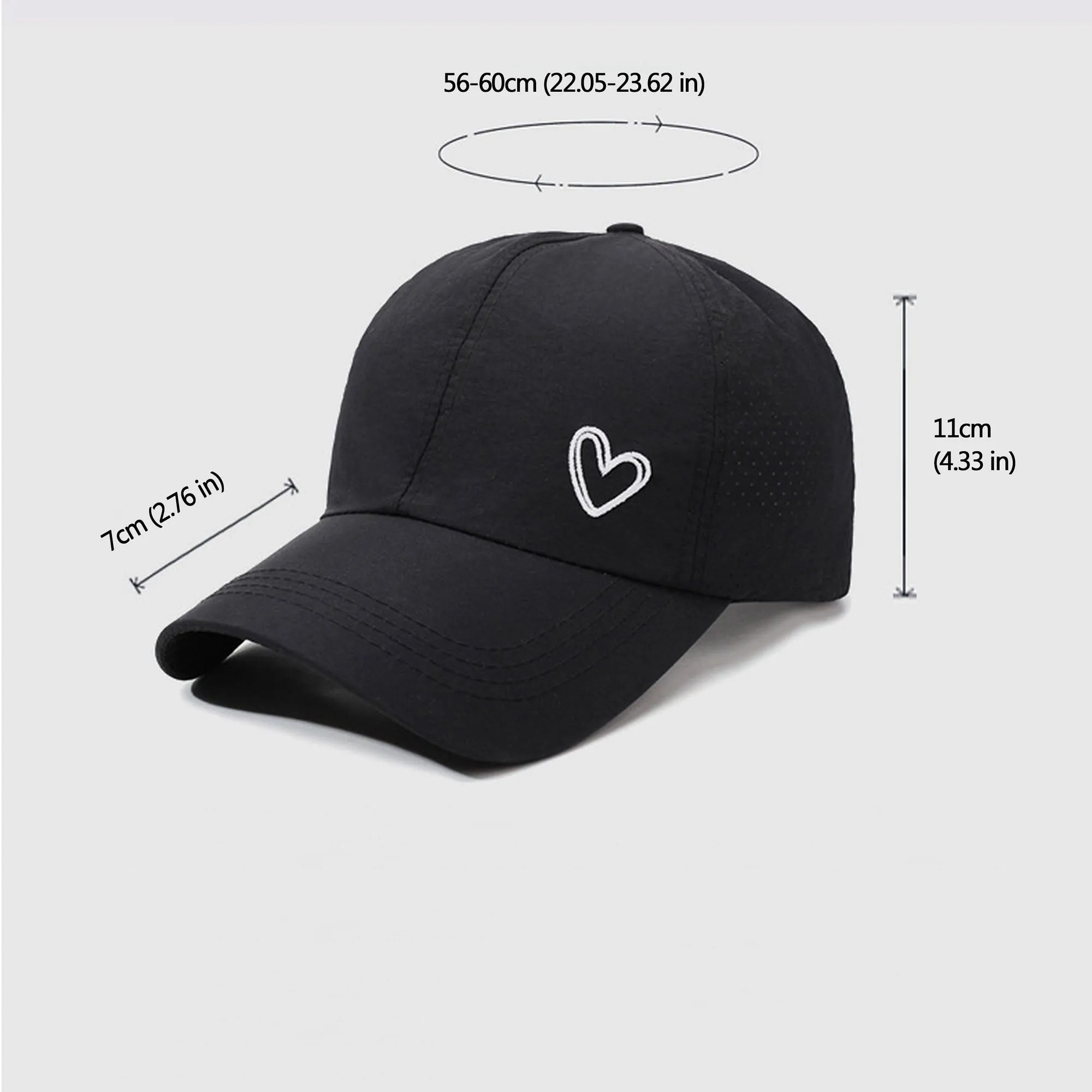 Anna-Kaci Women's Baseball Cap with Heart Embroidery - Breathable Criss - Cross Back Hat sold by Anna-Kaci product image thumbnail 5