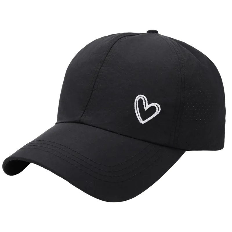 Anna-Kaci Women's Baseball Cap with Heart Embroidery - Breathable Criss - Cross Back Hat sold by Anna-Kaci
