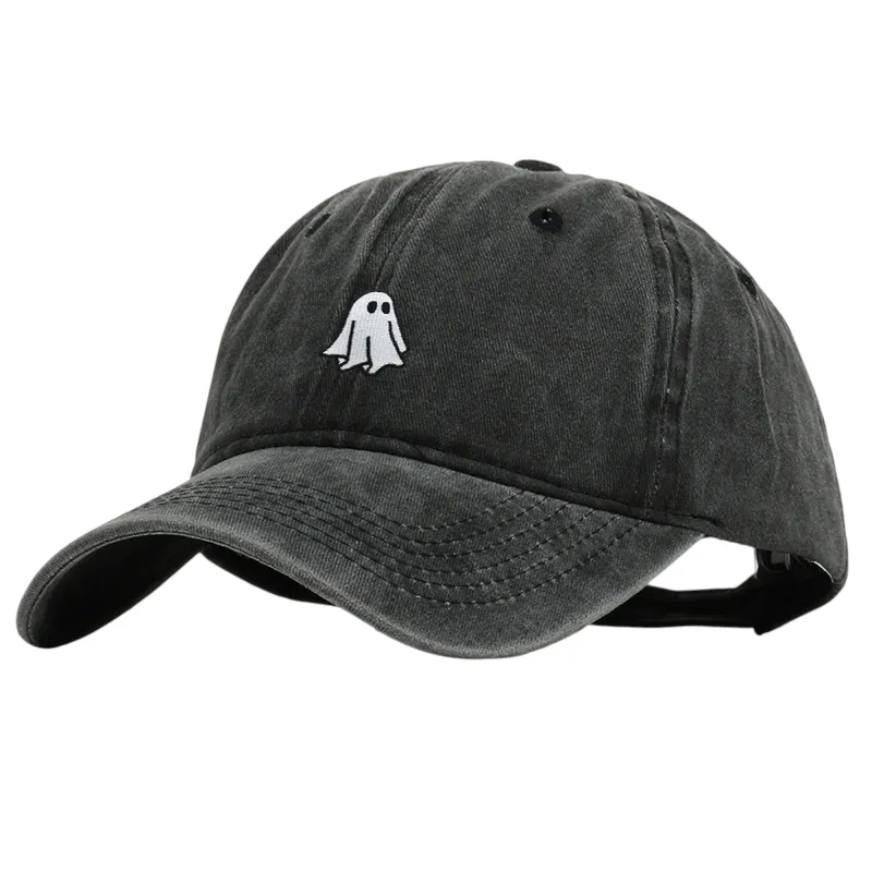 Anna-Kaci Women's Vintage Washed Baseball Cap with Ghost Embroidery sold by Anna-Kaci