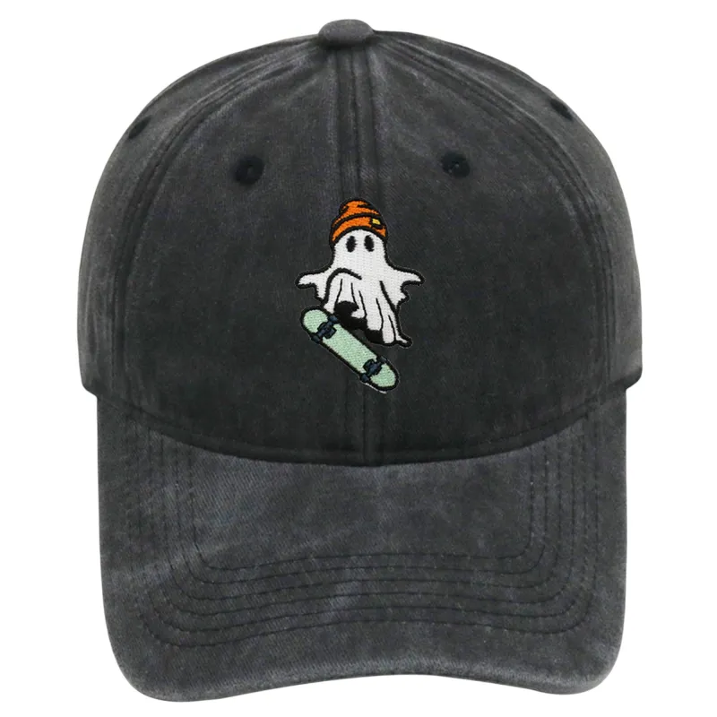 Anna-Kaci Women's Vintage Washed Baseball Cap with Skateboarding Ghost Embroidery sold by Anna-Kaci