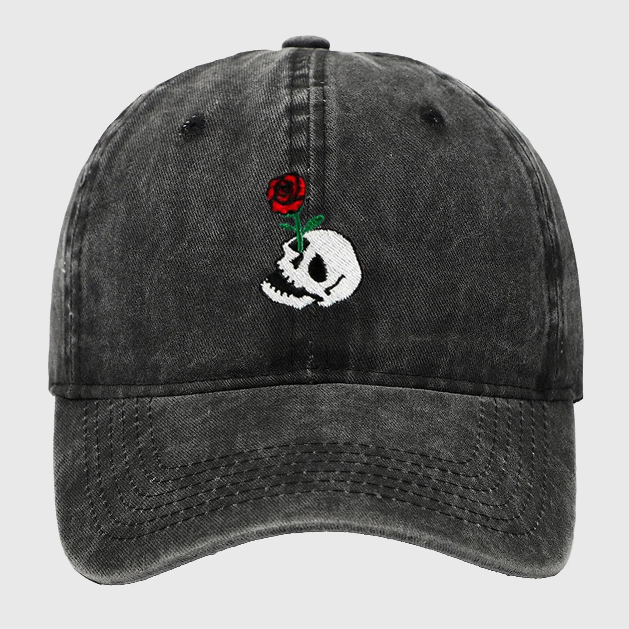 Anna-Kaci Women's Vintage Washed Baseball Cap with Skull and Rose Embroidery sold by Anna-Kaci product image thumbnail 2