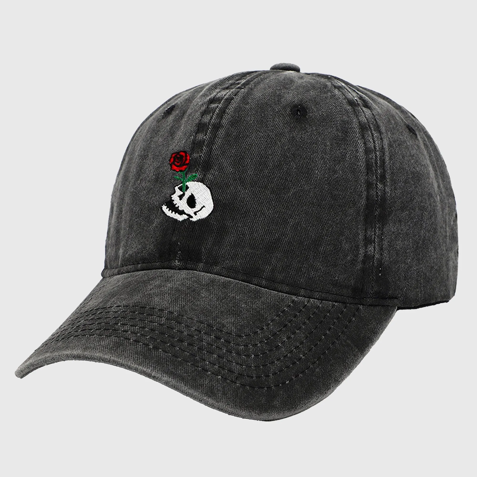 Anna-Kaci Women's Vintage Washed Baseball Cap with Skull and Rose Embroidery sold by Anna-Kaci product image thumbnail 3