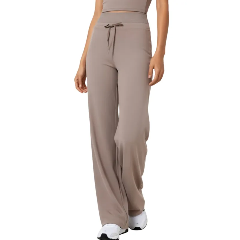 Anna-Kaci Active Women's High Waist Wide Leg Pants with Drawstring Tie and Soft Stretch Fabric sold by Anna-Kaci