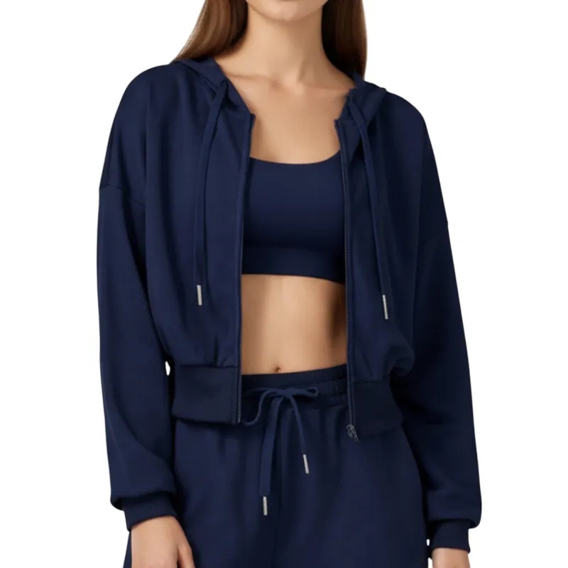 Anna-Kaci Active Women's Cropped Zip-Up Hoodie with Drawstring Hood and Long Sleeves sold by Anna-Kaci