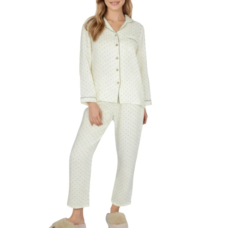 Anna-Kaci Lounge Women's 2-Piece Set Button Front Pajama Top with Contrast Piping and Relaxed Fit Pants sold by Anna-Kaci