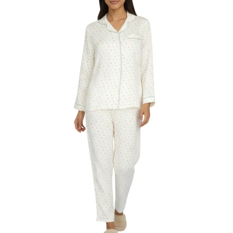 Anna-Kaci Lounge Women's 2-Piece Set Long Sleeve Button Front Pajama Top with Contrast Piping and Relaxed Fit Pants sold by Anna-Kaci