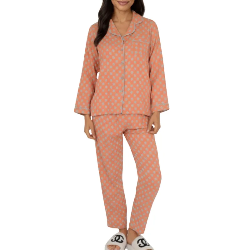 Anna-Kaci Lounge Women's 2-Piece Set Long Sleeve Button-Up Pajama Top with Matching Relaxed Fit Printed Pants sold by Anna-Kaci