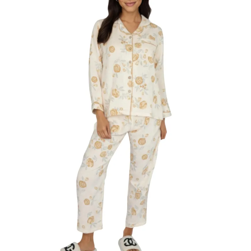 Anna-Kaci Lounge Women's 2-Piece Set Button-Up Floral Print Long Sleeve Sleep Shirt with Matching Relaxed Fit Pants sold by Anna-Kaci