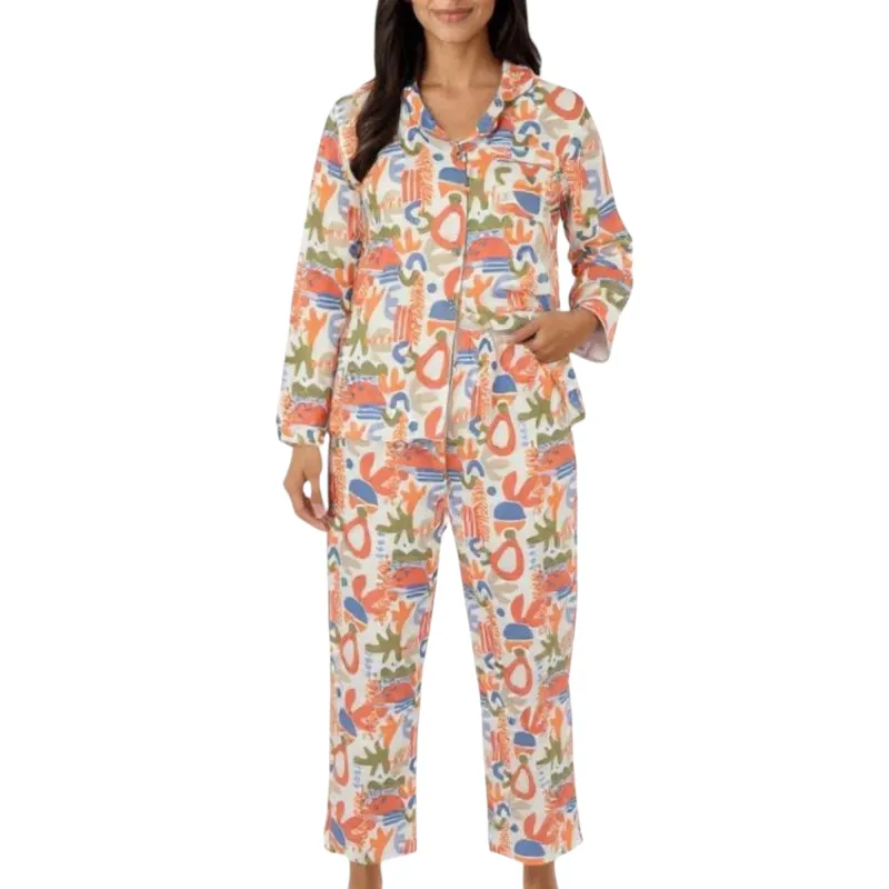 Anna-Kaci Lounge Women's 2-Piece Set Abstract Print Button-Up V-Neck Pajama Top and Matching Pants sold by Anna-Kaci