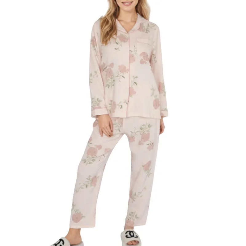 Anna-Kaci Lounge Women's 2-Piece Set Long Sleeve Button Front Pajama Top with Matching Relaxed Fit Pants Floral Print Sleepwear sold by Anna-Kaci