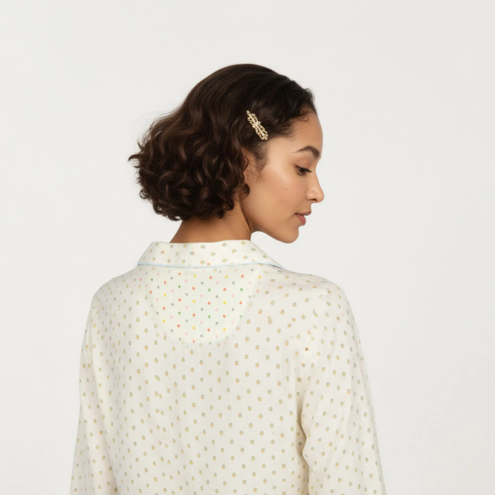 Anna-Kaci Lounge Women's 2-Piece Set Long Sleeve Button Front Top and Relaxed Fit Pants Pajama Set with Polka Dot Print sold by Anna-Kaci product image thumbnail 5