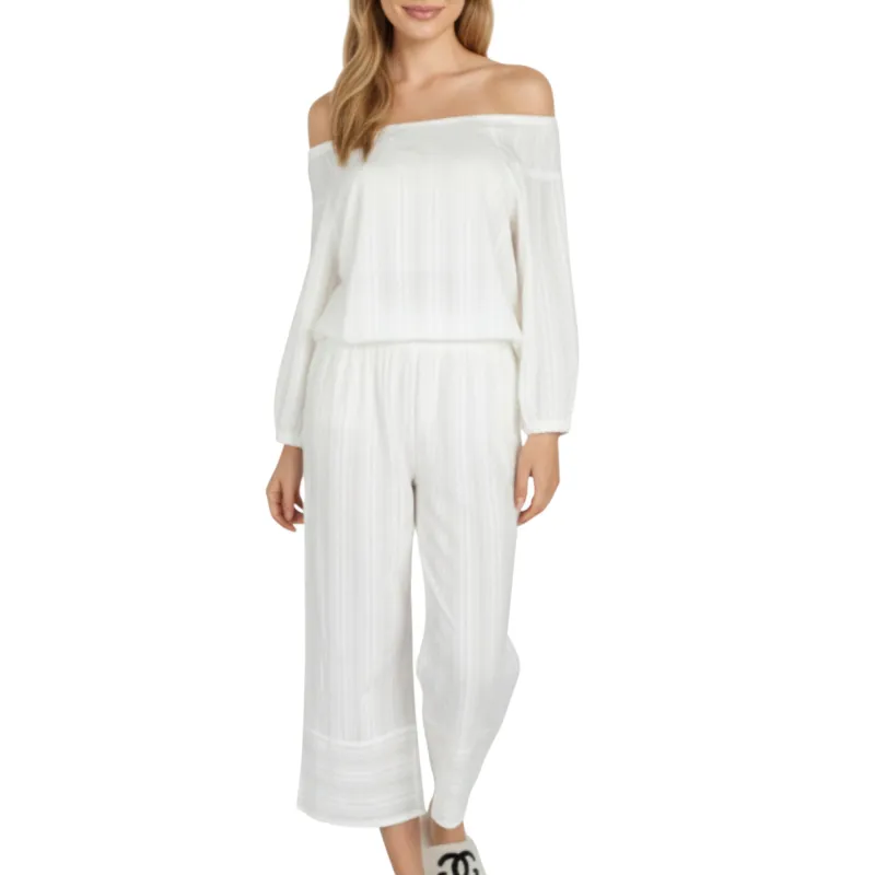 Anna-Kaci Lounge Women's 2-Piece Set Long Sleeve Gathered Neckline Top and Relaxed Fit Pants Pajama Set in Lightweight Fabric sold by Anna-Kaci