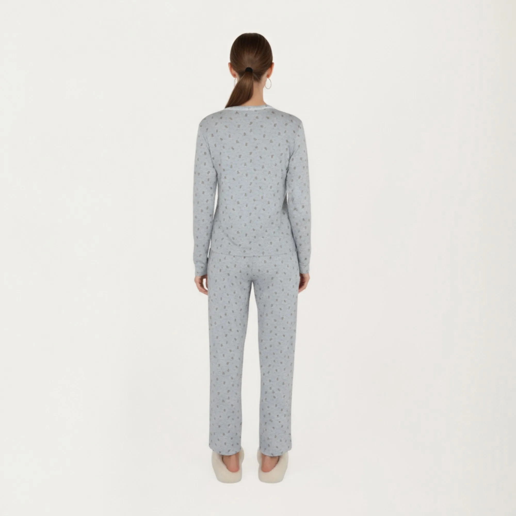 Anna-Kaci Lounge Women's 3-Piece Set Long Sleeve Padded Button Top, Camisole, and Relaxed Fit Pants Pajama Set with Soft Knit Fabric sold by Anna-Kaci product image thumbnail 4