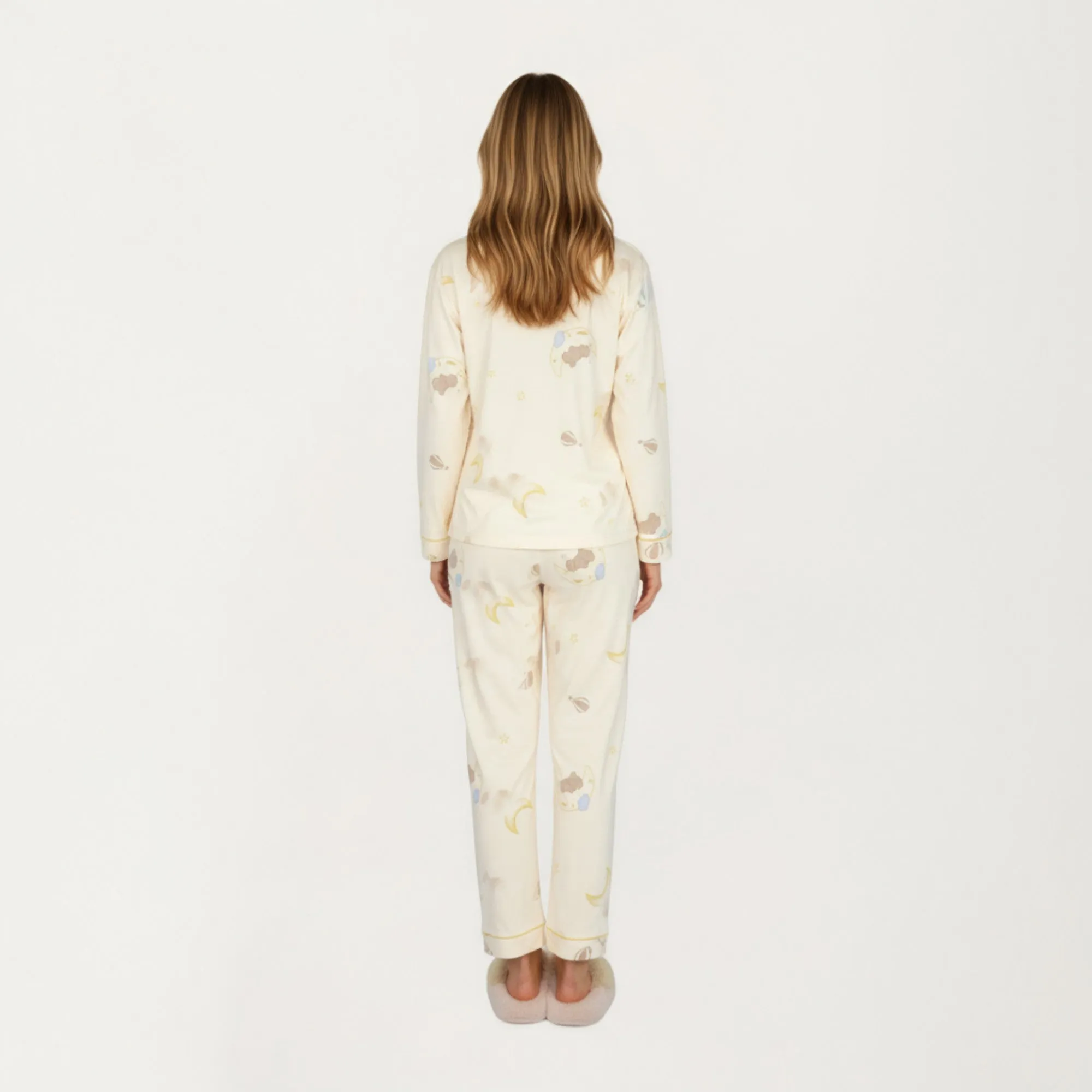 Anna-Kaci Lounge Women's 2-Piece Set Long Sleeve Button Front Top and Relaxed Fit Pants Pajama Set with Moon and Star Print sold by Anna-Kaci product image thumbnail 5