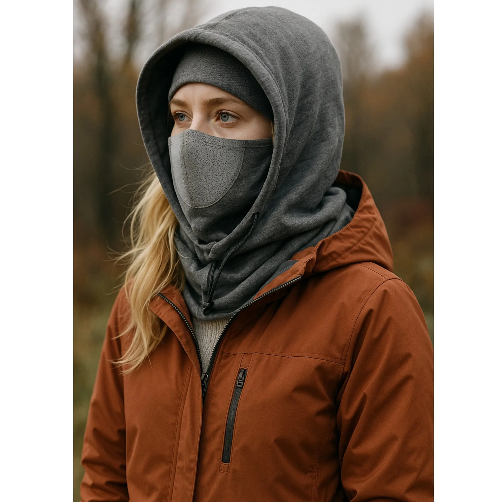 Anna-Kaci Unisex Lightweight Hooded Neck Gaiter with Adjustable Drawstring and Breathable Mesh Face Panel sold by Anna-Kaci product image thumbnail 2