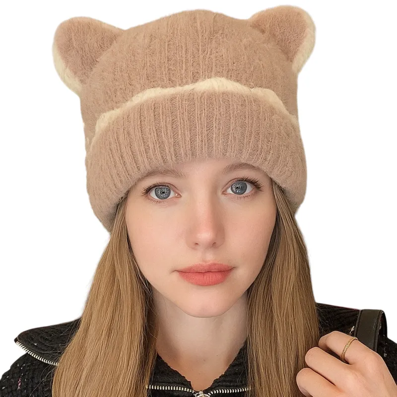Anna-Kaci Women's Knit Beanie Hat with Adorable Bear Ears and Soft Ribbed Texture sold by Anna-Kaci